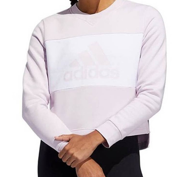 Adidas Women’s M Medium Aeropink Color Block PG Crewneck Logo Sweatshirt - Picture 1 of 7